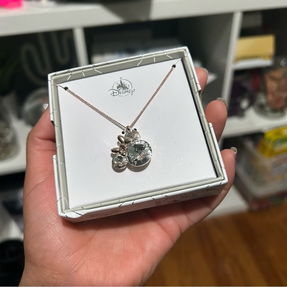 Disney Parks Minnie Mouse Crystal Rose Gold Necklace - Picture 3 of 5